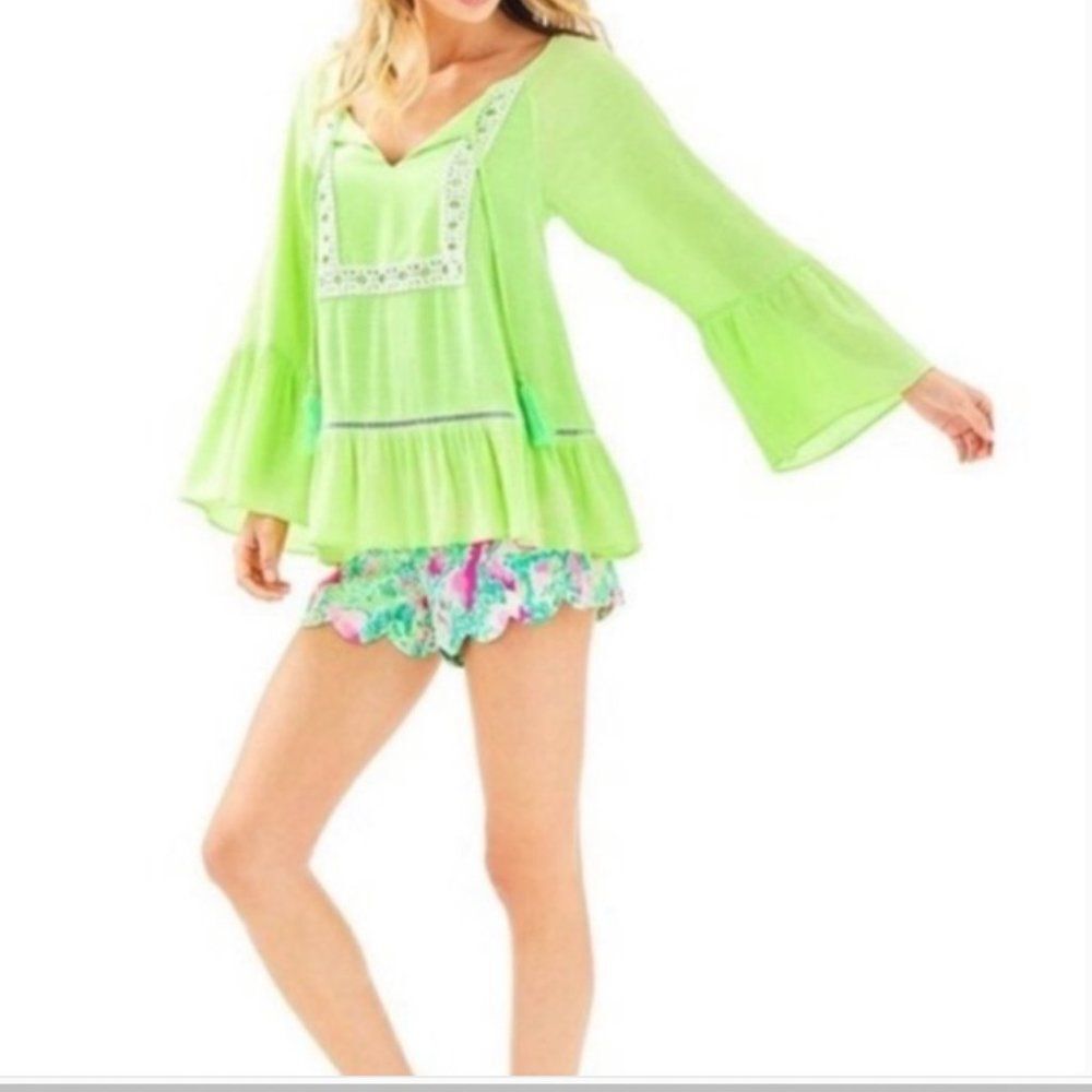Lilly Pulitzer NWT Mermaid Green Amisa Blouse - Picture 6 of 6